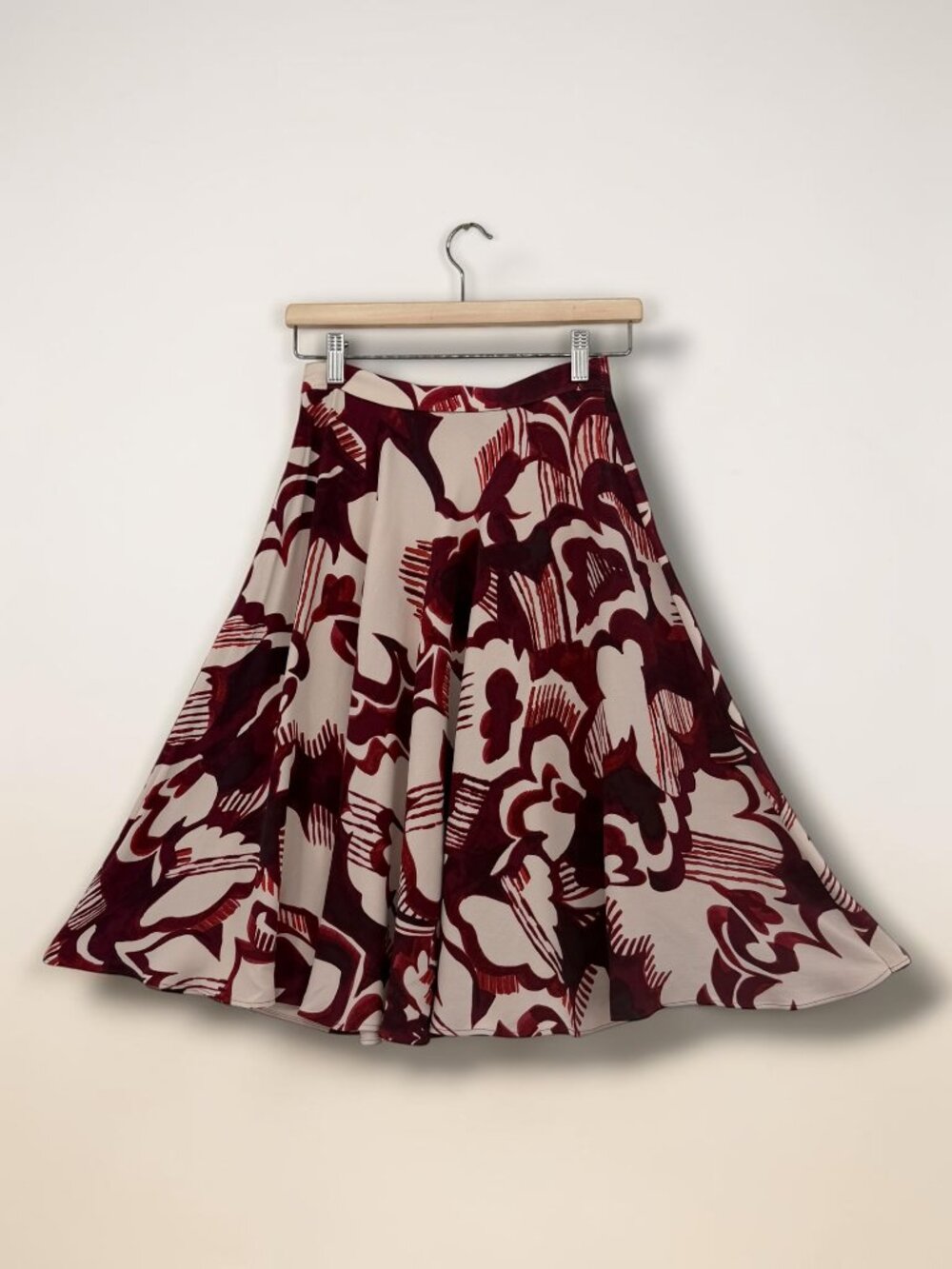 Ann Taylor Garnet Rose Floral Rayon Midi Skirt - Picture 4 of 5
